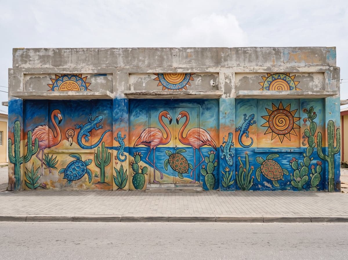 Colorful street murals in San Nicolas, Aruba