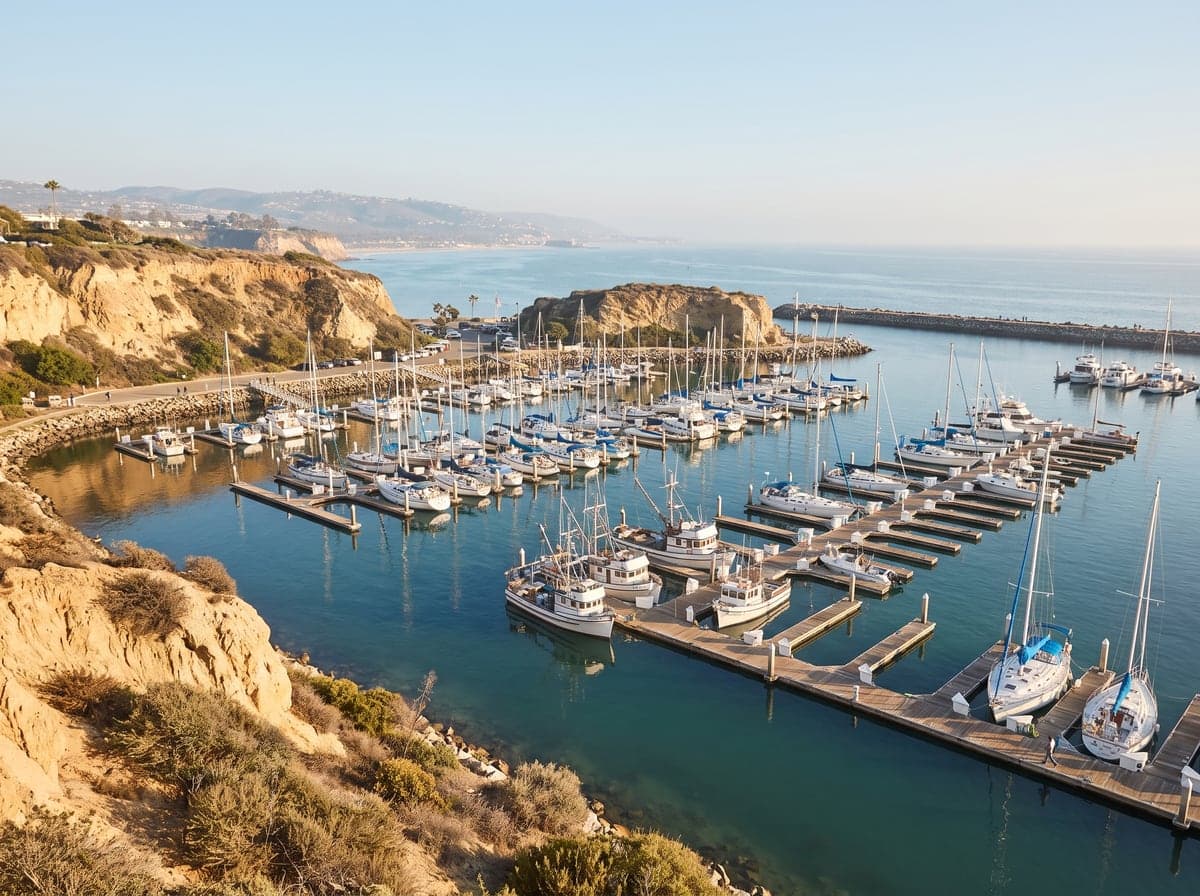 Pacific coastline and harbor at Dana Point, California