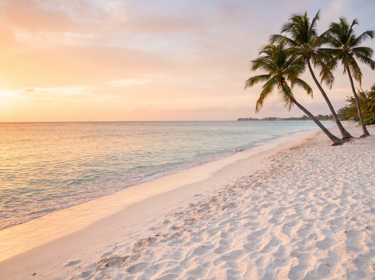 Seven Mile Beach on Grand Cayman at golden hour
