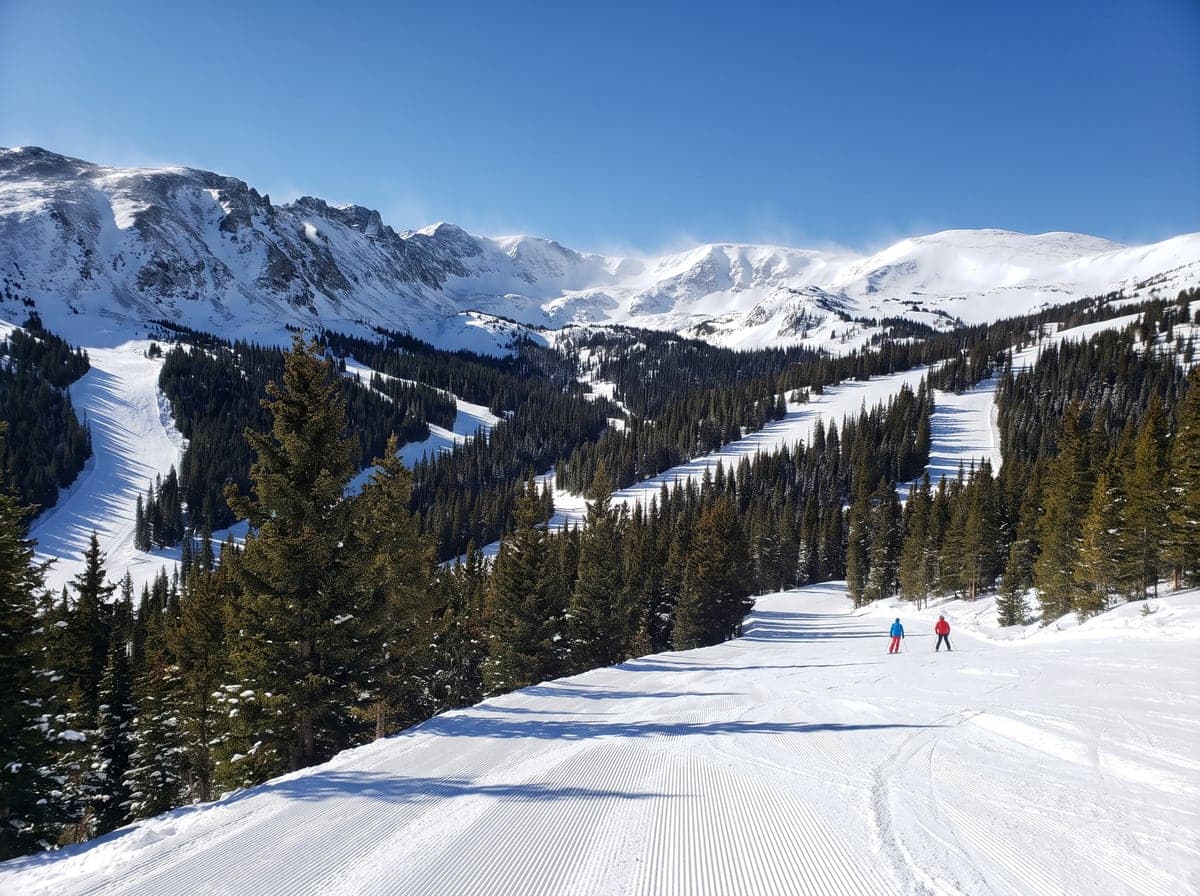 Snow-covered ski runs above Breckenridge, Colorado