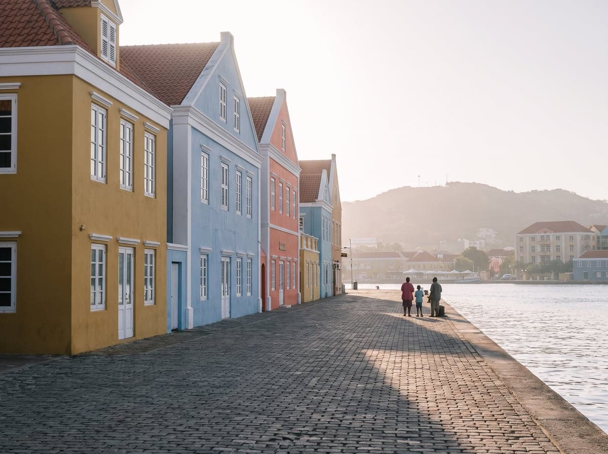 Pastel Dutch colonial waterfront at Willemstad, Curacao