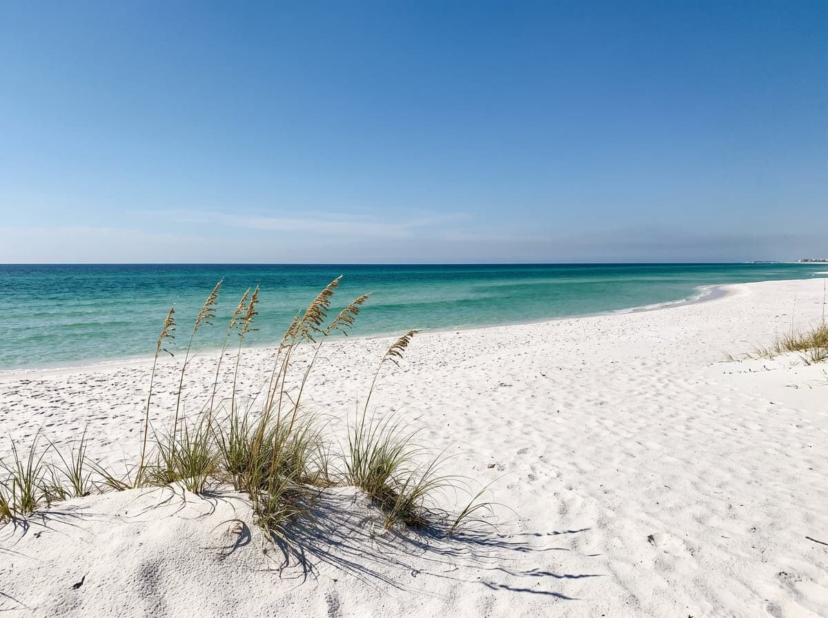 Sugar-white sand and emerald Gulf water at Destin, Florida