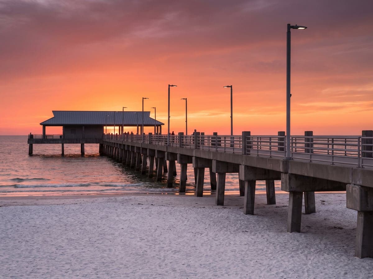 Clearwater Beach pier at sunset, Florida