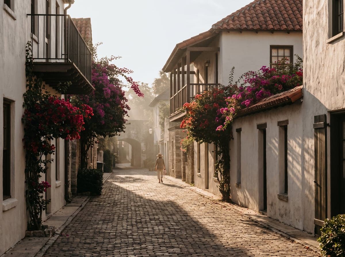Historic Spanish colonial street in Saint Augustine, Florida