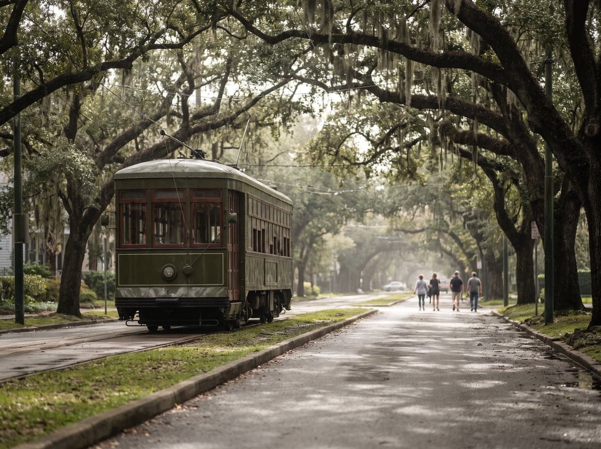 Streetcar on St. Charles Avenue, New Orleans, Louisiana