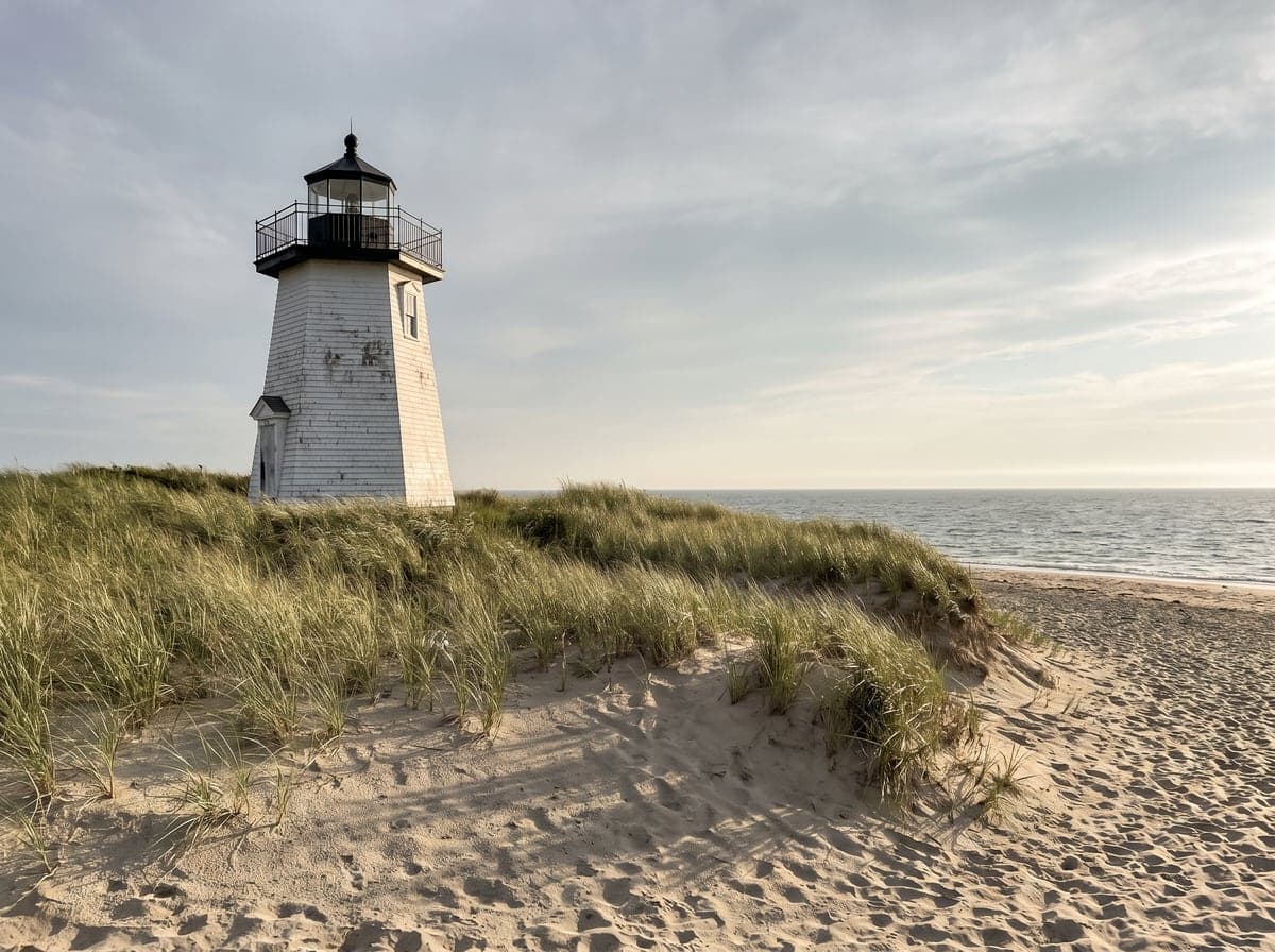 Lighthouse above the dunes on Cape Cod, Massachusetts