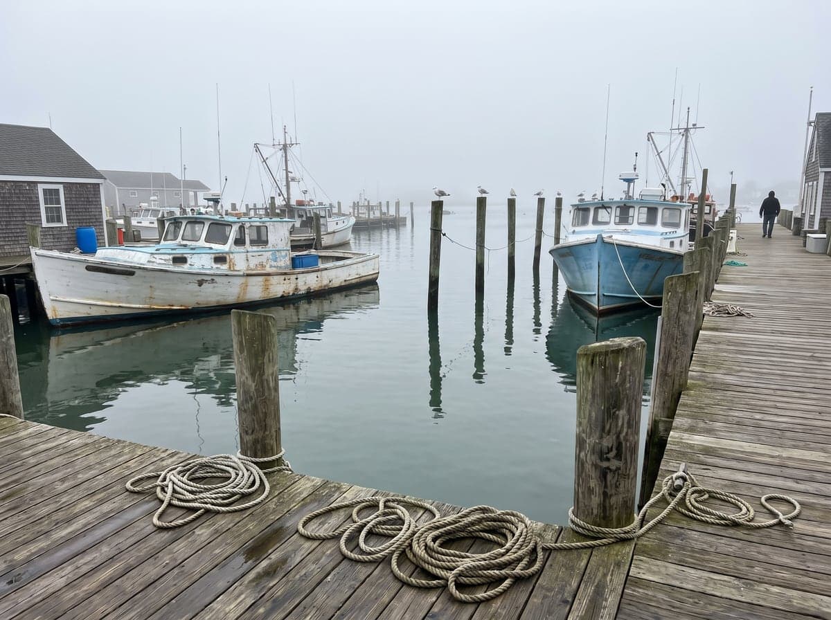 Fishing boats in a Cape Cod harbor, Massachusetts