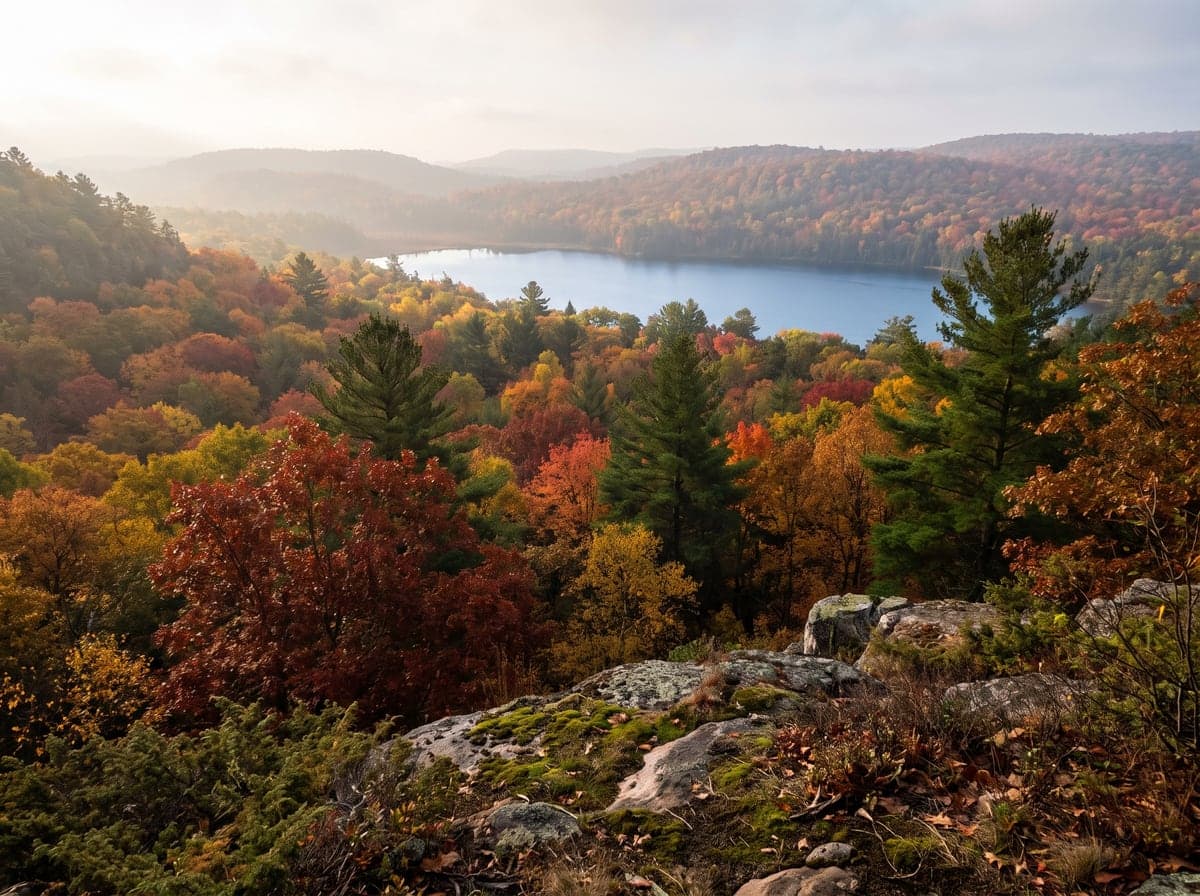 Fall color across northern Michigan forest