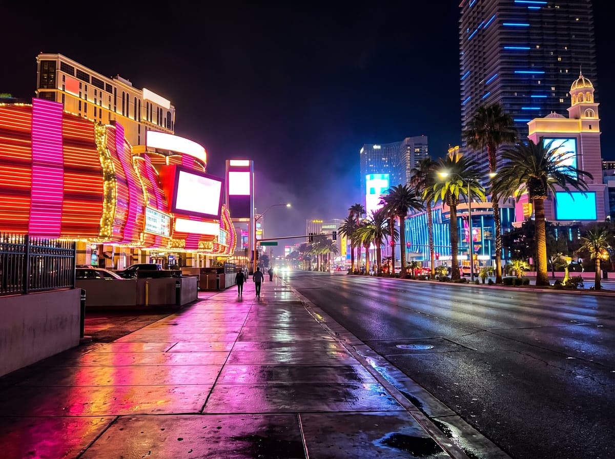 The Las Vegas Strip lit up at night, Nevada