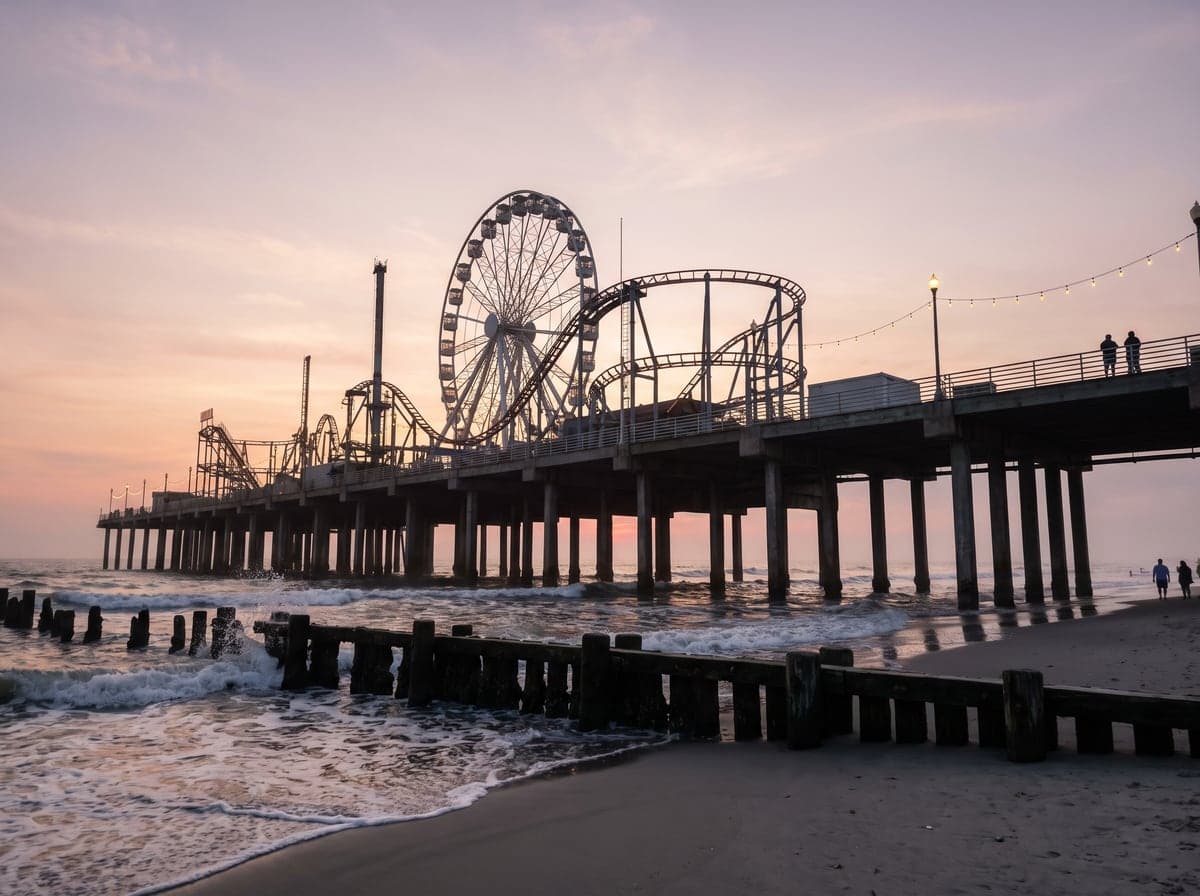 Amusement pier over the Atlantic in New Jersey