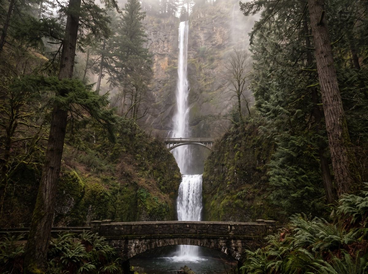 Waterfall in the Columbia River Gorge, Oregon