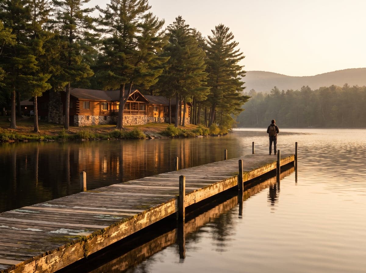 Lakeside resort dock in the Poconos, Pennsylvania