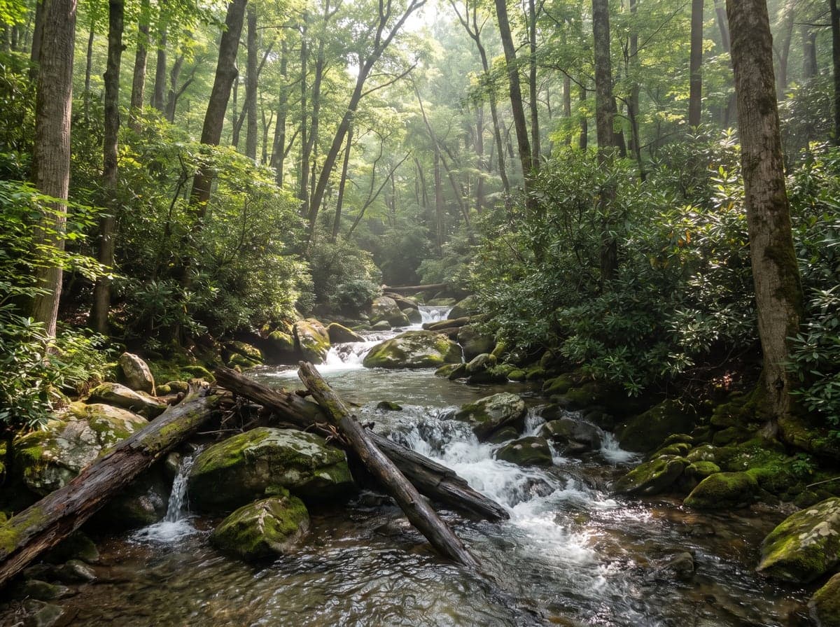 Mountain stream running through the Smoky Mountains, Tennessee