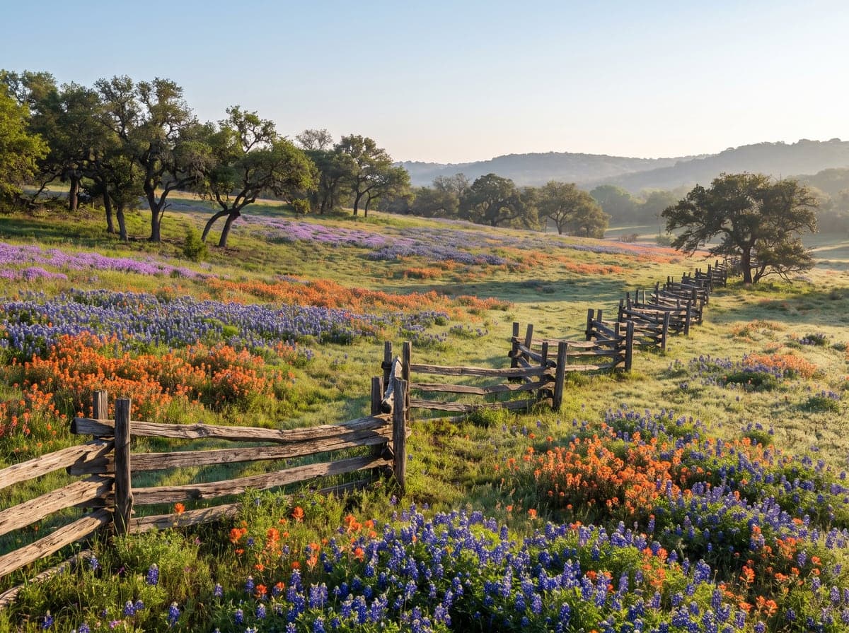 Texas Hill Country landscape with wildflowers