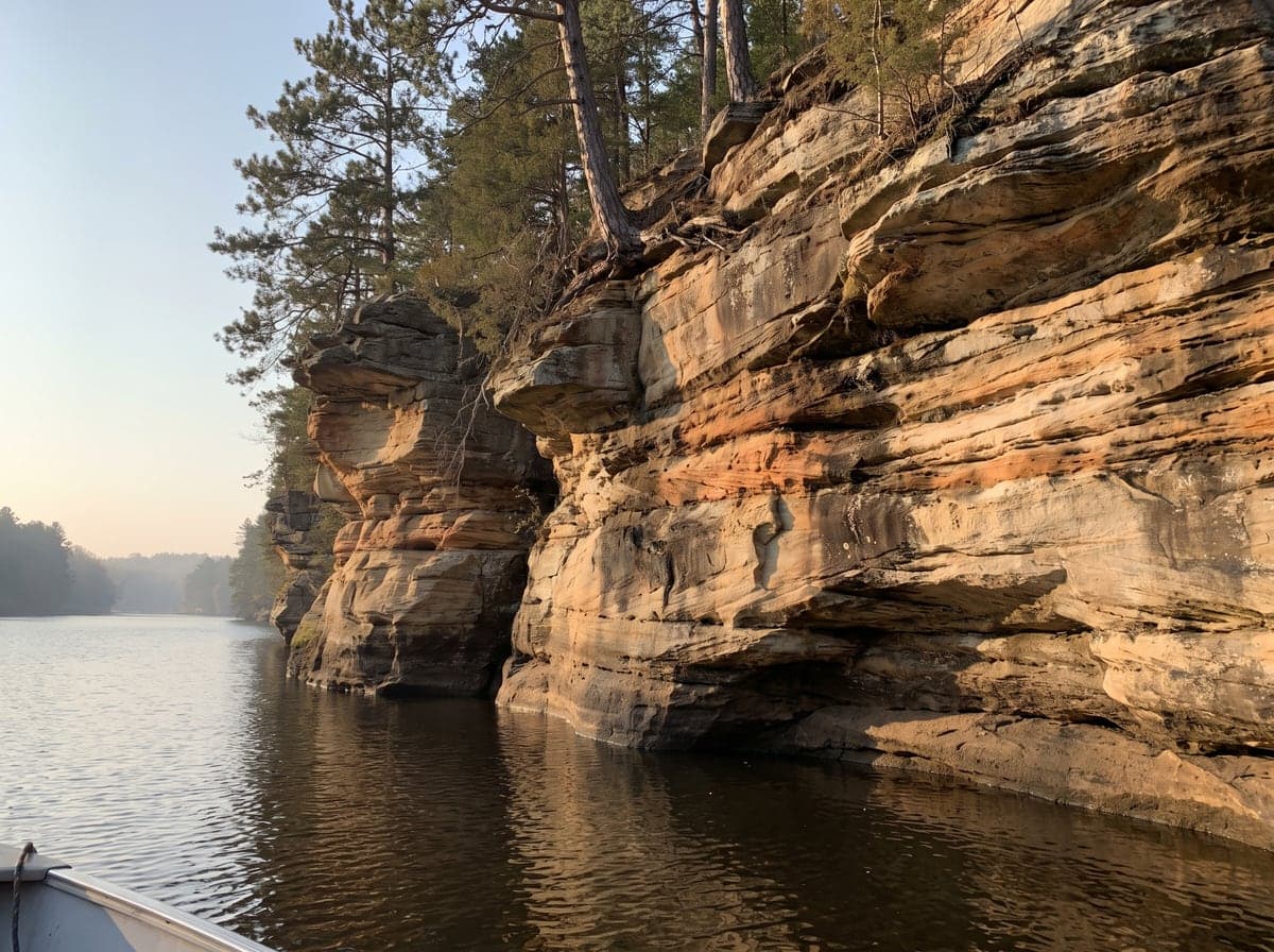 Sandstone bluffs along the Wisconsin River at Wisconsin Dells